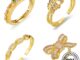 BONNY JEWELRY มอยส์ซาไนท์โกลด์ แหวน เรียบง่าย แฟชั่น เกาหลี Silver ผู้หญิง 925 เครื่องประดับ เครื่องประดับ ต้นฉบับ เงิน แท้ M074