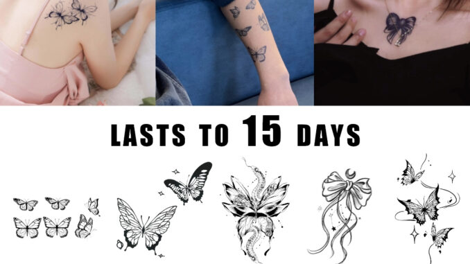 ZOAR พร้อมส่ง A002Magic tattooสติ๊กเกอร์รอยสักสมุนไพร  ชุดผีเสื้อ กันน้ำ กันรอย ยาวนาน กึ่งถาวร แสดงสี เหมือนจริง