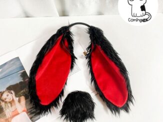 เซ็ทที่คาดผมกระต่าย หาง [พร้อมส่ง] หูปรับระดับได้ หางเข็มกลัด