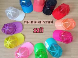 หมวกสงกรานต์(งานทรงสวยผ้าหนา) หมวกพลาสติกpvc  12สี  พร้อมส่ง