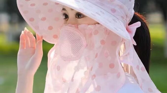หมวกบังแดด หมวกผ้าคลุมไหล่ ปีกกว้าง เวอร์ชั่นเกาหลี กลางแจ้ง