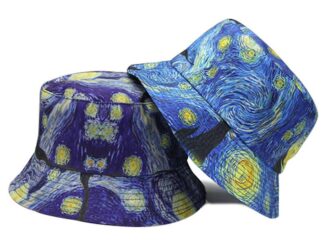 Van Gogh The Starry Night หมวกบักเก็ต กันแดด เข้ากับทุกการแต่งกาย สไตล์ชาวประมง แฟชั่นสําหรับผู้ชาย และผู้หญิง