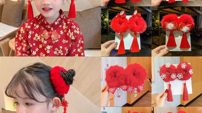 กิ๊บติ๊ดผมของเด็ก กิ๊บติดผมรูปโบว์สไตล์จีน ปีใหม่ ตรุษจีน ใส่ได้ทุกเทศกาล. ไทย