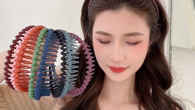 ที่คาดผม แบบยืดหยุ่น กันลื่น สีพื้น แบบเรียบง่าย แฟชั่นสําหรับผู้หญิง