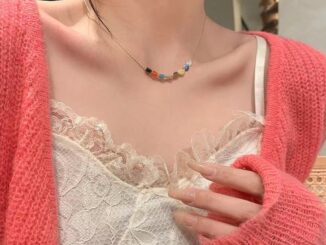 สร้อยคอจี้หัวใจสีสันสดใสน่ารักสาวแฟชั่นเครื่องประดับโซ่ไหปลาร้า