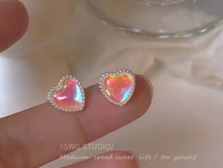 เครื่องประดับ ต่างหู แบบคลิปหนีบ ไม่ต้องเจาะรู รูปหัวใจ สีชมพู เรียบง่าย CEjb97