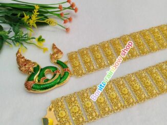 เข็มขัดเครื่องประดับชุดไทยสีทอง เพชรพลอยงานลงยา พญานาค  รุ่น MG999