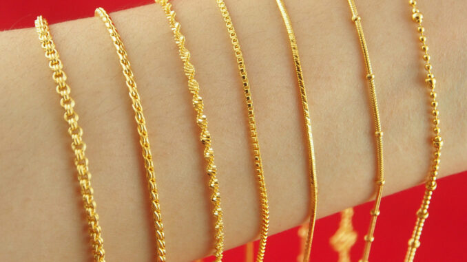 สร้อยทองเส้นเด็ก 2 สลึง 14 นิ้ว สีเหมือนทองแท้ 100% แถมถุงผ้าไหม