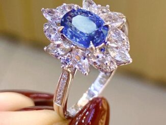 แหวนเงินแท้ เกรด 925 ประดับเพทาย สีฟ้า หรูหรา เครื่องประดับ แฟชั่นสําหรับผู้หญิง เหมาะกับงานแต่งงาน วันครบรอบ