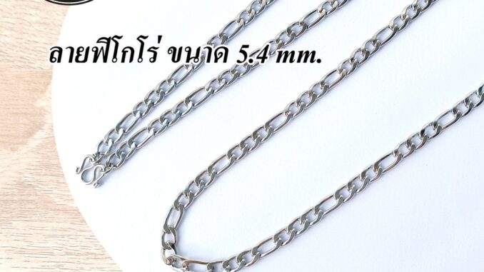 สร้อยคอ สร้อยคอสแตนเลสแท้ เกรด 304 ลายฟิโกโร่ ขนาด 5.4 mm. สร้อยพระ ไม่ลอก ไม่ดำ ใส่อาบน้ำได้เลย สร้อยคอ สร้อยคอสแตนเลสแท้ เกรด 304 ลายฟิโกโร่ ขนาด 5.4 mm. สร้อยพระ ไม่ลอก ไม่ดำ ใส่อาบน้ำได้เลย