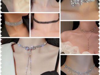 สร้อยคอโชคเกอร์เพชรสีเงินมีโซ่ต่อให้ขยับตะขอได้ พร้อมส่ง