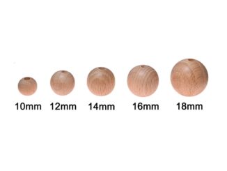 ลูกปัดไม้บีช ทรงกลม (10-18 มม.) 10 ชิ้น