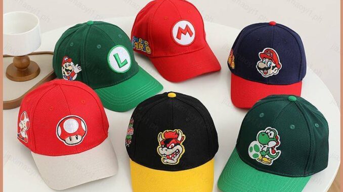 หมวกเบสบอล กันแดด ลาย Super Mario ประดับโบว์น่ารัก แฟชั่นฤดูร้อน สําหรับเด็ก 23