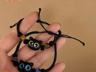 ทับทิม น่ารัก แมวดํา เชือกถัก สร้อยข้อมือ ผู้หญิง ผู้ชาย คู่ สร้อยข้อมือ อินเทรนด์ เครื่องประดับ ของขวัญ ดี