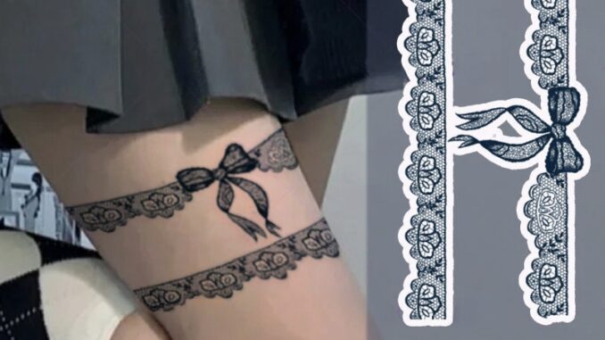 สติกเกอร์รอยสักชั่วคราว ลายโบว์ ลูกไม้ เซ็กซี่ กันน้ํา 15 วัน