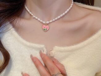 พร้อมส่ง สร้อยคอลูกปัดดอกทิวลิป น่ารัก สไตล์ลูกคุณหนู NL142