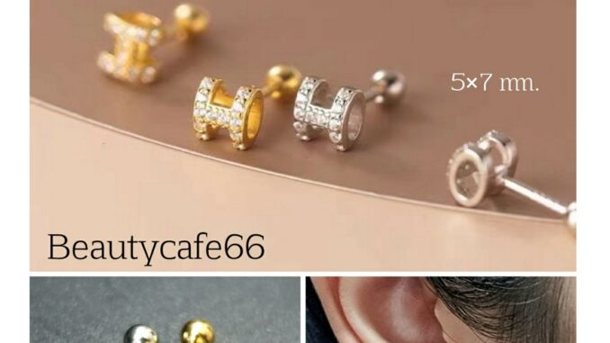 S4 (Helix Lope Flat) จิวปีกหู ตัว H ฝังเพชร ต่างหูมินิมอล ต่างหูเกาหลี Stainless 316L S4 (Helix Lope Flat) จิวปีกหู ตัว H ฝังเพชร ต่างหูมินิมอล ต่างหูเกาหลี Stainless 316L