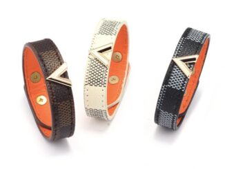 [Z H Jewelry] ฮิปฮอปร็อคย้อนยุคผู้หญิงแฟชั่นสแตนเลสจดหมาย V หนังสร้อยข้อมือพรรคเครื่องประดับอุปกรณ์เสริม