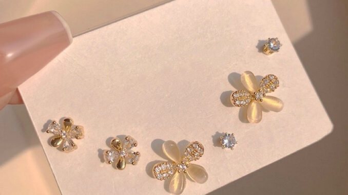 blooming crystal set - morning.earrings