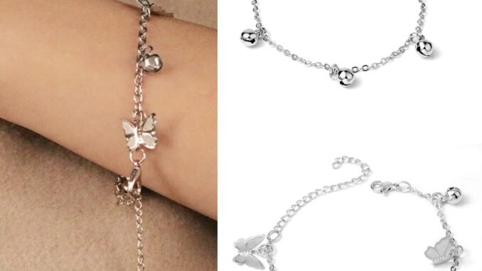 Bsbl สร้อยข้อมือโซ่ จี้กระดิ่งผีเสื้อน่ารัก ปรับได้ เครื่องประดับแฟชั่น สําหรับผู้หญิง