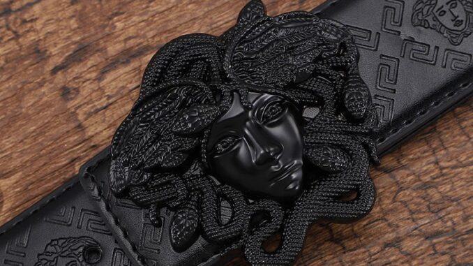Medusa Red Versace เข็มขัดลําลอง เข้ากับทุกการแต่งกาย แฟชั่นสําหรับผู้ชาย วัยรุ่น 87WP