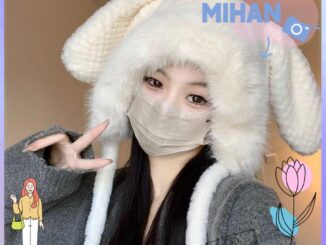 หมวกบักเก็ต ผ้าวูล แบบหนา แต่งหูกระต่ายน่ารัก ให้ความอบอุ่น แฟชั่นฤดูหนาว สําหรับผู้หญิง