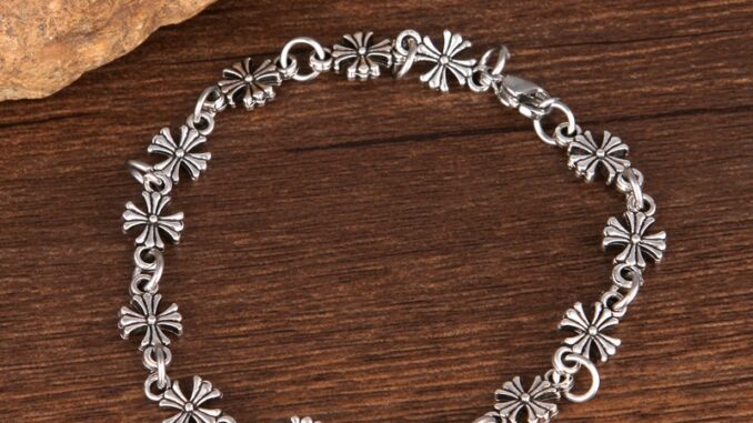 Ch Crow Star Cross สร้อยข้อมือเงินไทย ย้อนยุค แฟชั่น ไม่ซ้ําใคร คู่รัก หญิง โบราณ เงิน ฤดูร้อน อินเทรนด์ สร้อยข้อมือเงิน
