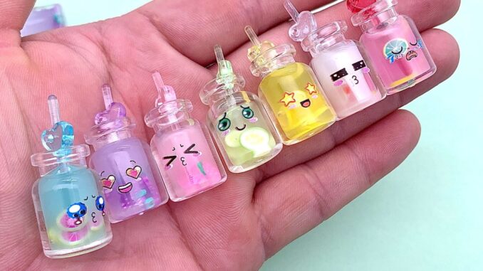 จี้เรซิ่น รูปขวดผลไม้อิโมจิ เรืองแสง DIY 10 ชิ้น