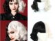 Cruella De Vil วิกผมคอสเพลย์ วิกผมสังเคราะห์ แบบสั้น สีดํา สีขาว พร้อมหน้าม้า สําหรับผู้หญิง ทนความร้อน