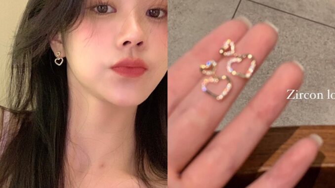 Shine Zircone ต่างหูสตั๊ด จี้รูปหัวใจ หรูหรา เครื่องประดับ สําหรับเด็กผู้หญิง