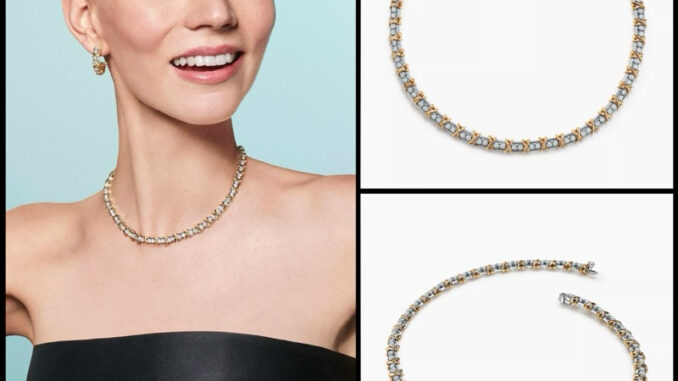 สร้อยคอตัวมารดา Tiffany Schlumberger 18K Necklace เกรด VIP ประดับเพชร Cubic Zirconia + พร้อมกล่อง อปก.
