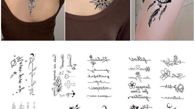 สติกเกอร์รอยสัก พิมพ์ลายตัวอักษร ดอกไม้ ป้องกันน้ํา แบบใช้แล้วทิ้ง สติกเกอร์รอยสัก พิมพ์ลายตัวอักษร ดอกไม้ ป้องกันน้ํา แบบใช้แล้วทิ้ง
