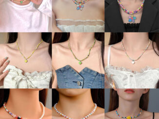 สร้อยคอแฟชั่นผู้หญิง น่ารัก หวาน รูปดอกไม้ สีรุ้ง สร้อยคอสองชั้น สําหรับเครื่องประดับทุกวัน