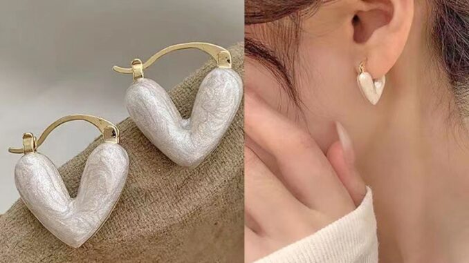 ต่างหูแฟชั่น รูปหัวใจ สีขาว หรูหรา ระดับไฮเอนด์