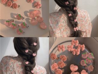 กิ๊บติดผม รูปหัวใจ ดอกคามิเลีย ประดับลูกไม้ สีโปร่งใส สีชมพูหวาน เครื่องประดับ สําหรับผู้หญิง จํานวน 5 ชุด
