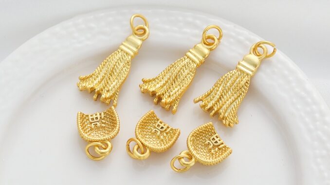 จี้ทองแดง เนื้อแมตต์ สีทอง 18k สําหรับทําเครื่องประดับ สร้อยคอ สร้อยข้อมือ diy