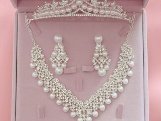 Elegant Crystal Pearl Diamond Crowns Tiaras Sets for Wedding