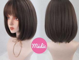 วิกผมสั้น ไหมเงา ยาว​ 28 cm. มีหนังศีรษะ​ รุ่น​ UD แถมเน็ต​คลุมผม​ ผมนิ่ม