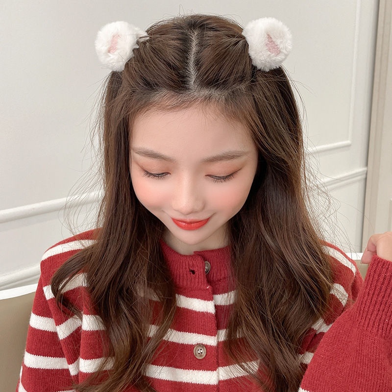 1 Pair Cute Frog Cat Ear Hair Clips /  Girls Acrylic Bunny Ear Bangs Cosplay Hair Claw
