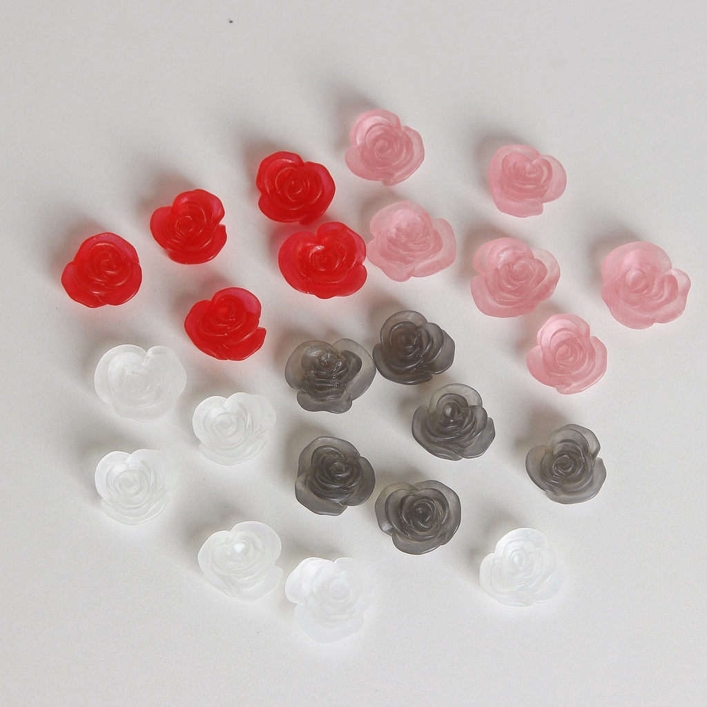 12 ชิ้น หมอก ชาฝ้า กุหลาบ ตาเรซิ่น ด้านหลังแบน DIY เครื่องประดับแฮนด์เมด ต่างหู อุปกรณ์เสริม