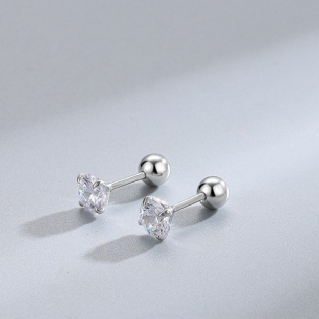 138-littlegirl gifts- Diamond earrings bone screw  (ราคาต่อชิ้น)