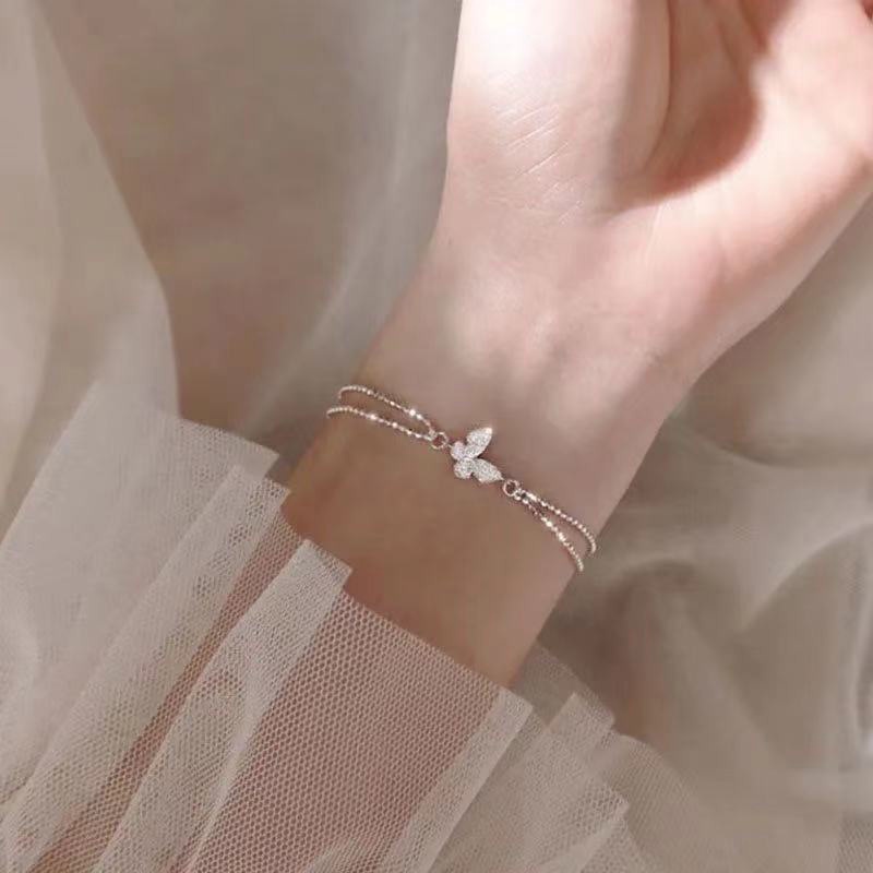 17KM เครื่องประดับ สร้อยข้อมือ สายโซ่ ประดับคริสตัล รูปผีเสื้อ สําหรับผู้หญิง
