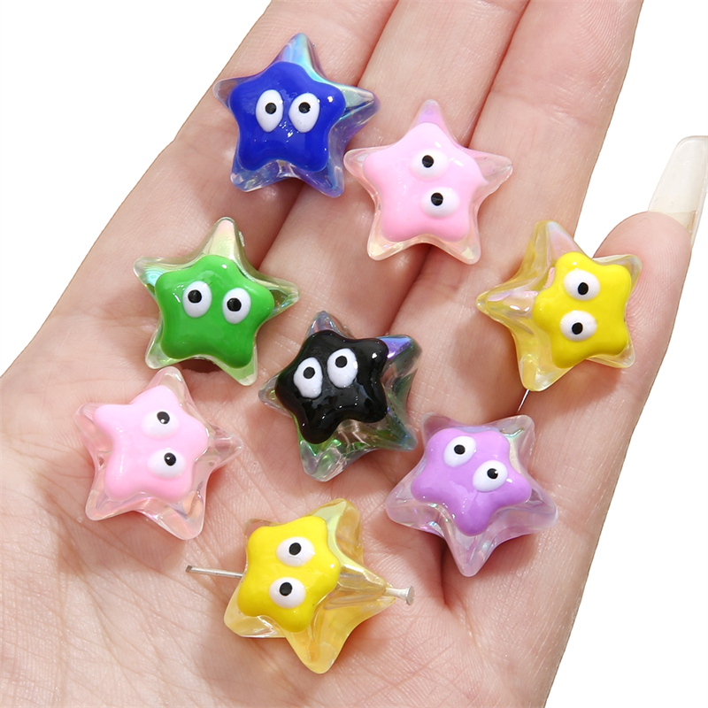 [19 มม.] ลูกปัดดาวห้าแฉก ตาเล็กน่ารัก เครื่องประดับ สร้อยข้อมือ DIY