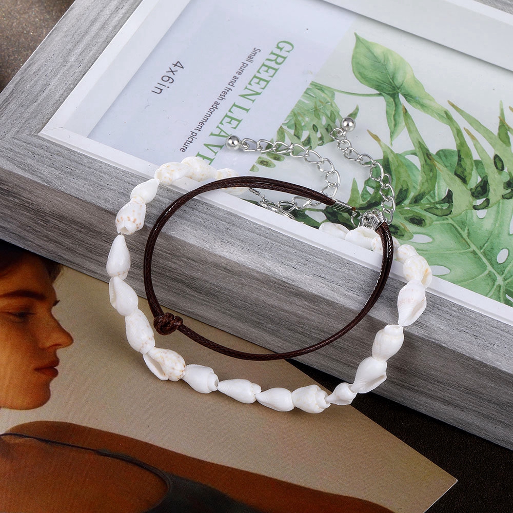2 Pcs/ Set Anklets for Women Shell Foot Jewelry Summer Beach Barefoot Bracelet Ankle on leg Female Leather Anklet Boho Leg Chain