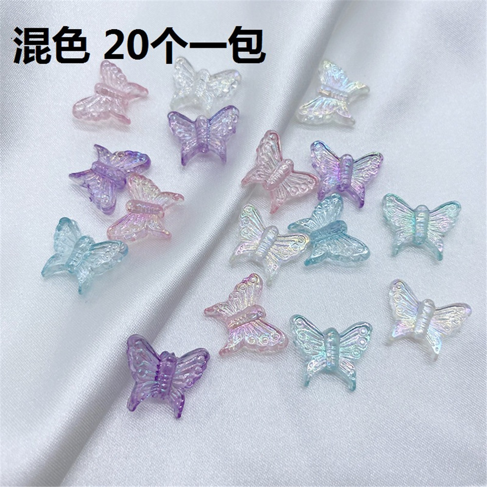 20pcs Acrylic 3D Butterfly Mixed Colour Transparent Butterfly Charm Beads Jewelry Make