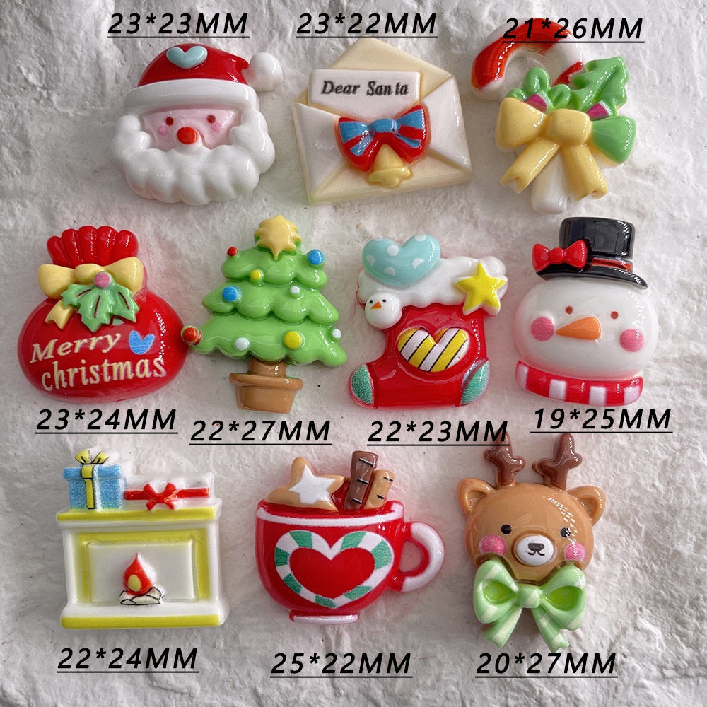 [4 #] Jibbitz Crocs กิ๊บติดผมเรซิ่น ลายการ์ตูนคริสต์มาส 10 แบบ แฮนด์เมด diy FN
