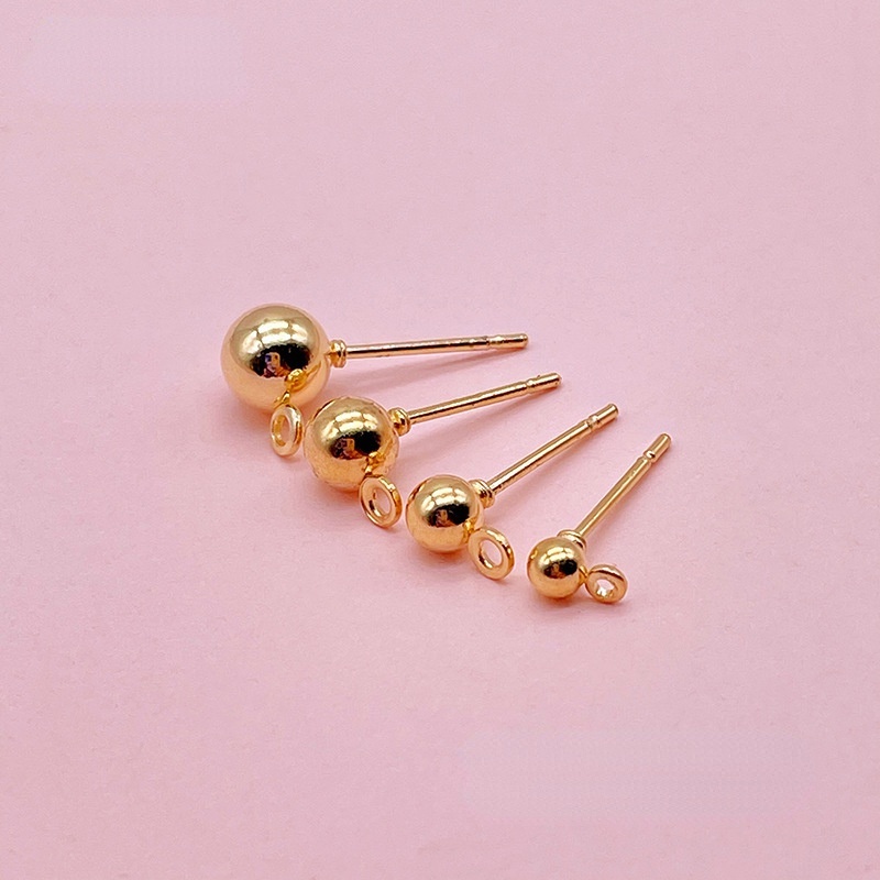 50 ชิ้น / ถุง พร้อมลูกบอลแขวน ต่างหู เข็มลูกปัด DIY อุปกรณ์ต่างหู วัสดุสามารถแขวนต่างหูถั่ว