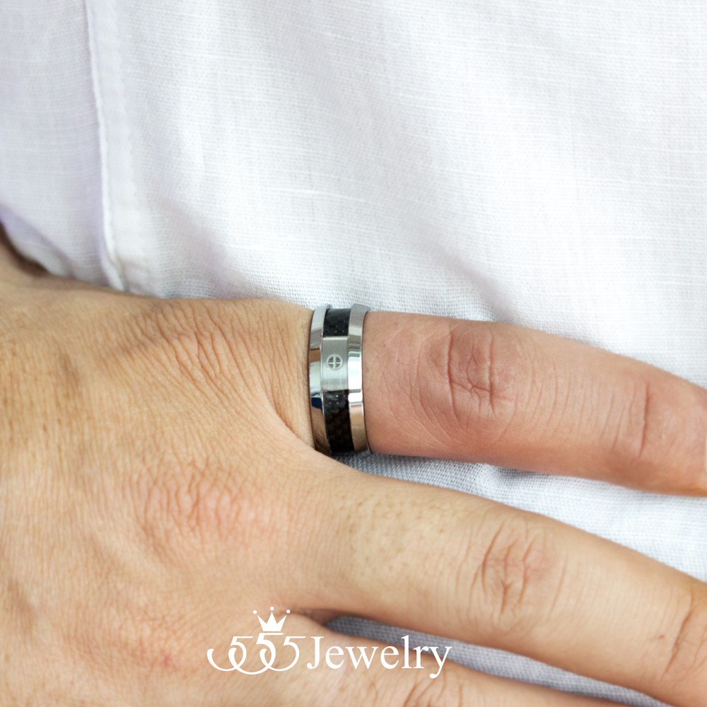 555jewelry แหวนดีไซน์เรียบ สีเงิน รุ่นMNC-R717-A-แหวนสแตนเลสสตีล[R79]