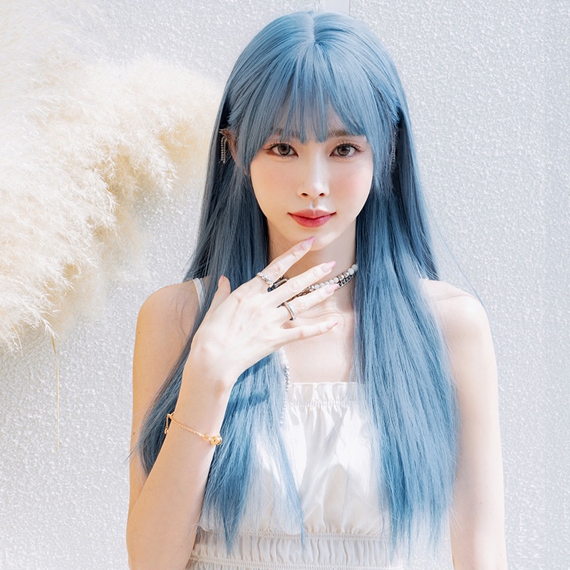 7jhh WIGS C-0339 วิกผมยาวตรง นางเงือก สีฟ้า สําหรับผู้หญิง