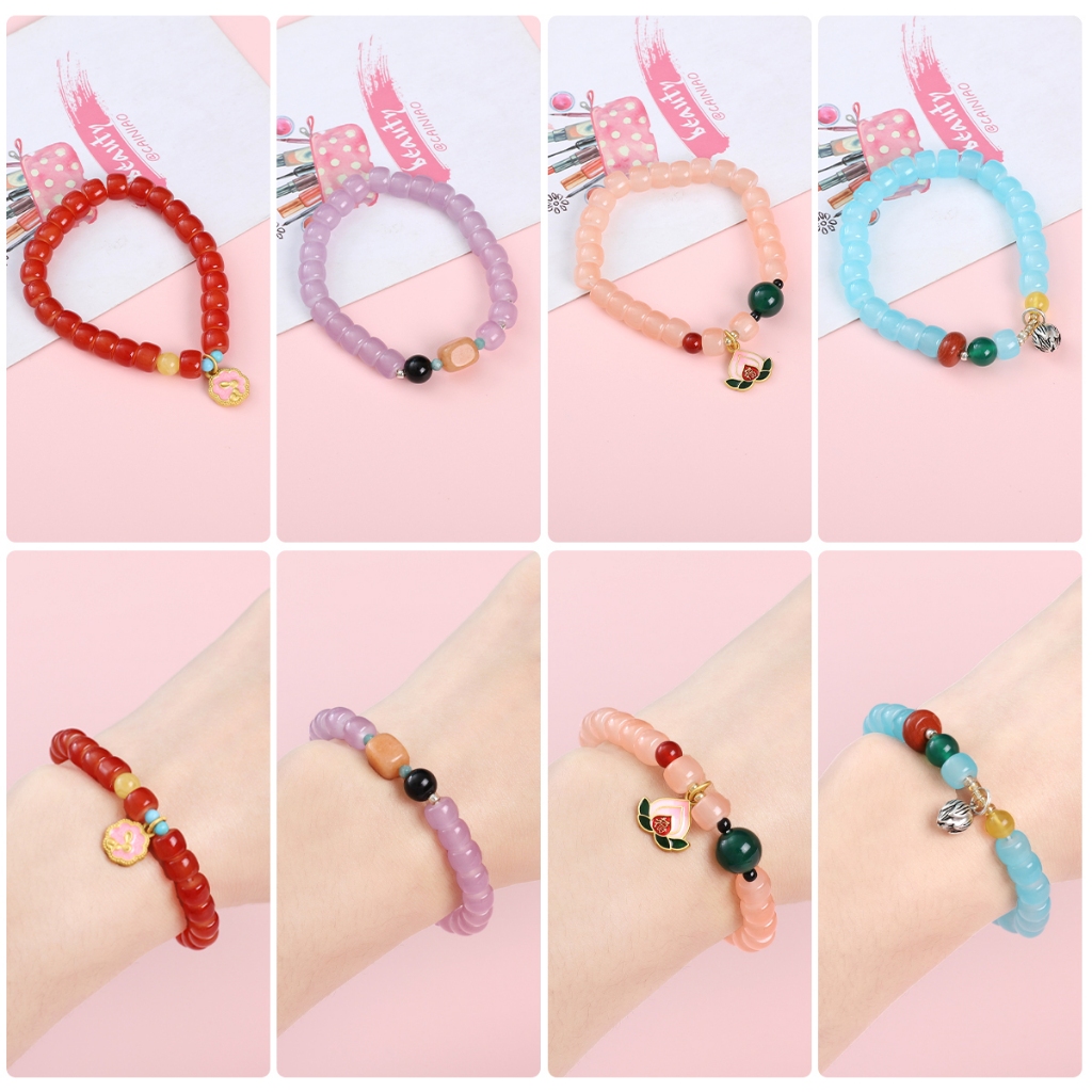 [8X6 มม.] ชุดลูกปัด 10 ช่อง ทรงกลมแบน DIY สําหรับทําเครื่องประดับ สร้อยข้อมือ